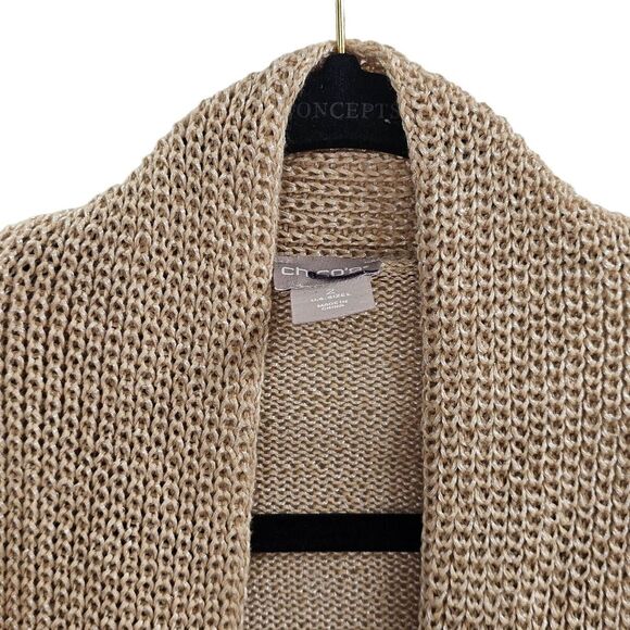 Chicos Cardigan Sweater Womens XL Knit Textured Normcore Academia Office New 3 - Picture 5 of 7